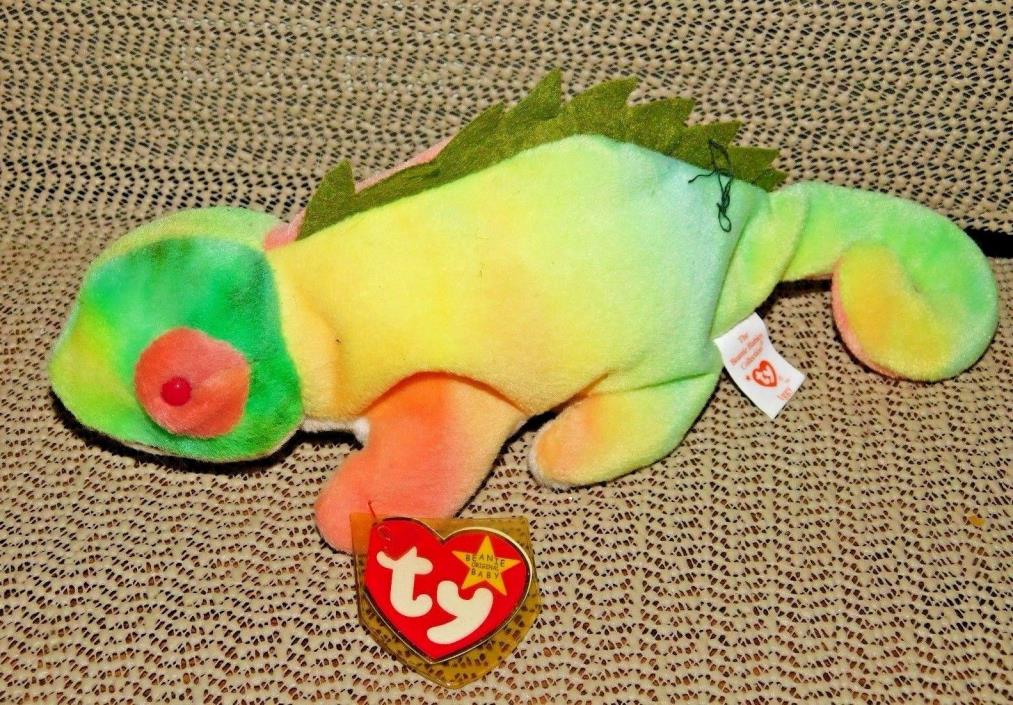 Ty Beanie Baby : Retired 'Iggy' the Rainbow Iguana 1997 : Several Errors !