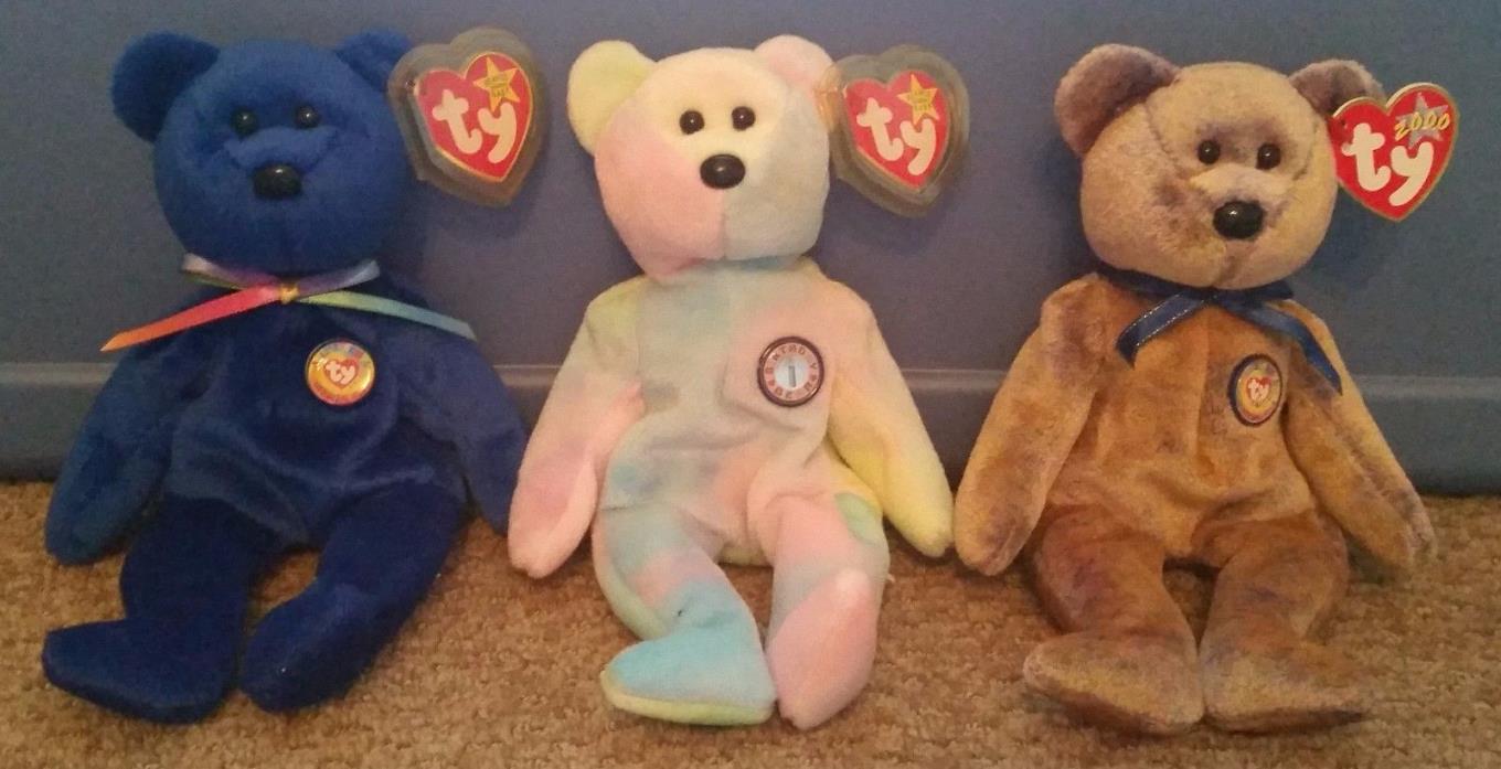 Beanies Official Club Bears (2) & 1 Birthday Bear, TY Beanie Babies, in this lot