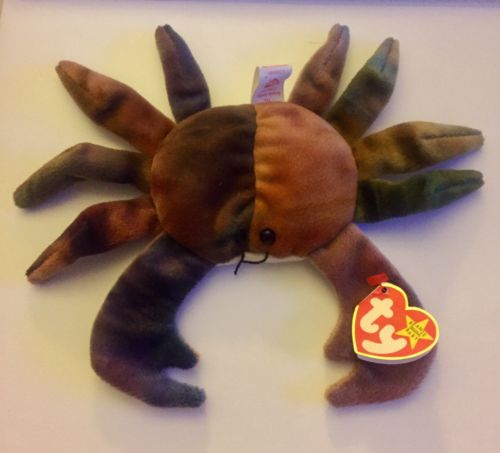 Beanie Babies Claude The Tye Dye Crab 1996 Ty Original Tag Attached w/ Errors