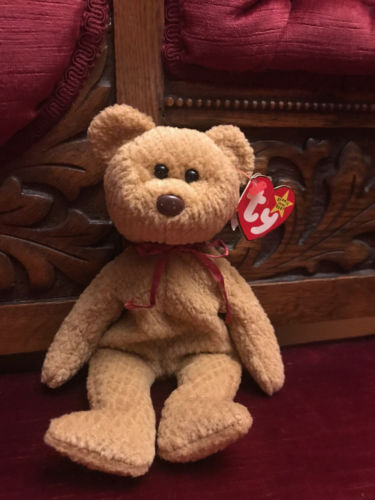 Extremely Rare Ty Beenie Baby, Curly the Bear, found in cedar closet, collectibl