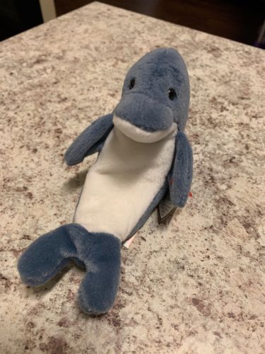 Ty Beanie Babies Echo The Dolphin With Waves The Orca Tags Rare Error