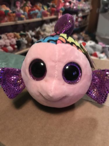 Ty FLIPPY -Rainbow/Purple Shiny Plush Fish Beanie Boo!