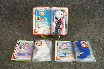 Set Of 3 Beanie Babies In Packages Peanut, Chilly, Spangle