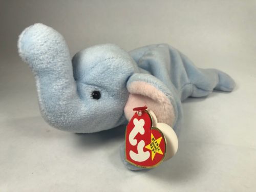 Peanut the Light Blue Elephant 1995 TY Beanie Baby PVC Pellets Style 4062 Plush