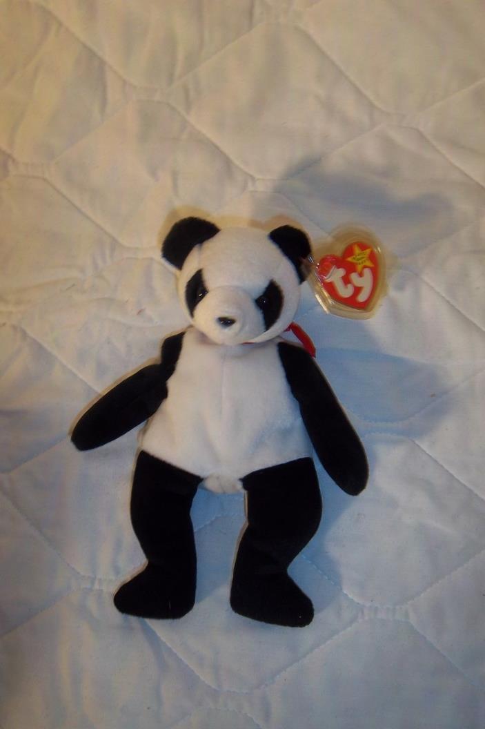 TY Beanie Baby~FORTUNE the Panda Bear~Heart 1977 & Tush Tag 1998~Retired
