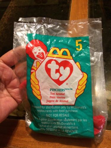 Ty Teenie Beanie Baby PINCHERS THE LOBSTER #5 McDonalds Happy Meal Toy 1998
