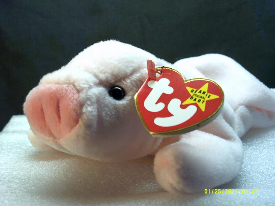 MWMT Ty BEANIE BABY SQUEALER THE PIG VERY RARE 1993 w/ HANG TAG STYLE ERROR