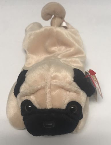 Pugsly the Pug Dog TY Beanie Baby 1996 P.E. Pellets. Beanie Puppy