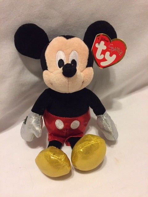 DisneyTy Beanie Babies Collection Sparkle Mickey Mouse Glitter Plush Toy 8