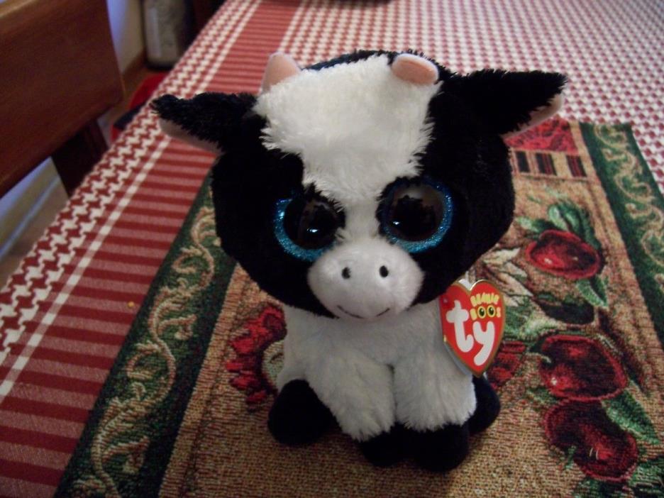 TY BEANIE BOOS BUTTER THE COW W/ SPARKLE EYES 6 INCH NWT !