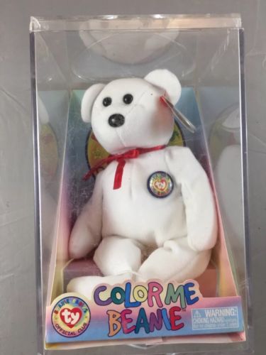 Ty Beanie Baby Color Me Beanie 2002 Complete In Case Red Bow