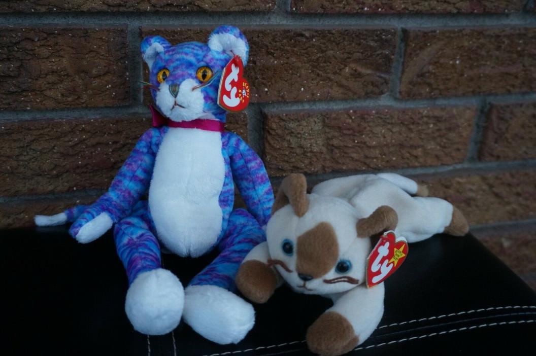 PLUSH TY Lot Set Beanie Babies KOOKY Snip Kitty Cats Stuffed Animals Soft Dolls