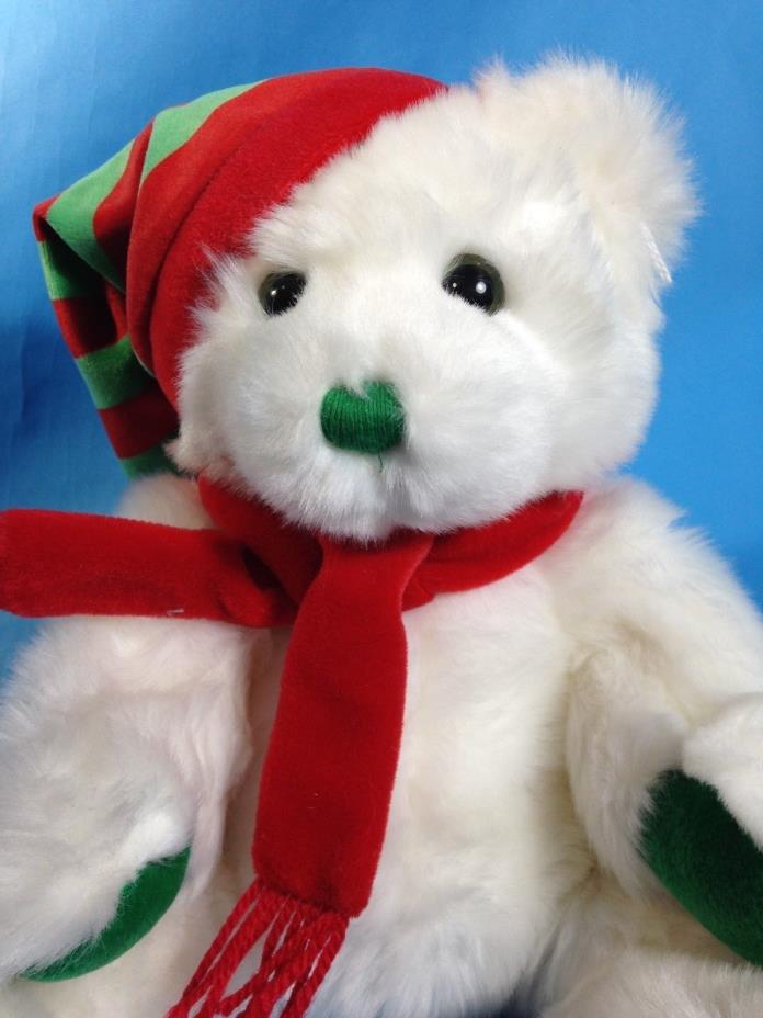 Ty Classic White Teddy Bear MERRY Stuffed Animal Classic Plush Beanie 2004 - 12