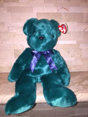 TY TEAL TEDDY BEAR BEANIE BUDDIES