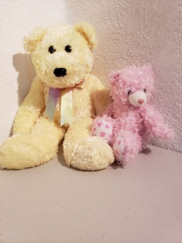 Ty Beanie Buddy Buddies SHERBET Yellow fluffy TEDDY BEAR plush pink sweetiepaws