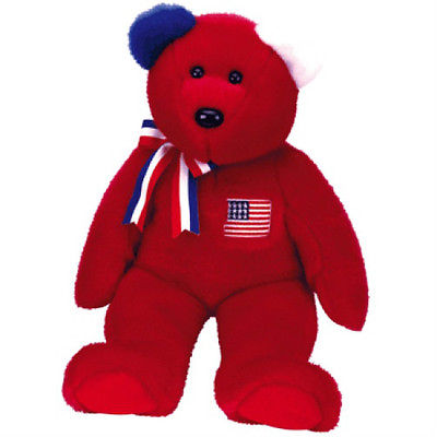 Patriotic Red America New MWMT TY Beanie Buddy Bear Collectors Quality