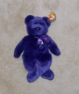 Ty Beanie Buddies Buddy Princess Diana Bear Plush Stuffed Teddy Purple 14