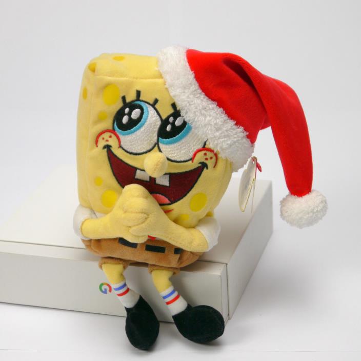 TY Beanie Baby SpongeBob Jolly Elf Christmas Plush 2004 New With Tags