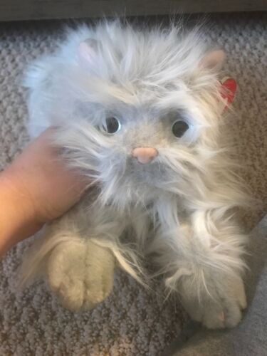 TY CLASSIC BANGLES THE GRAY SILVER & PINK CAT PURRRFECT COMPANION PLUSH 13