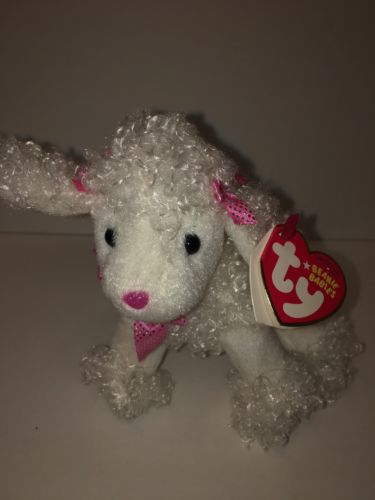 Poochie Poo 2010 White Poodle TY Beanie Baby 5in Keyclip Backpack, Metal Clip