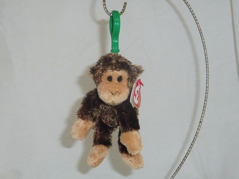 Swinger plush monkey TY Beanie Babie 5in plastic keyclip backpack charm 40676