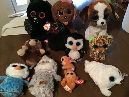Mixed lot of 12 TY Beanie Boos Plush Animals with Tags