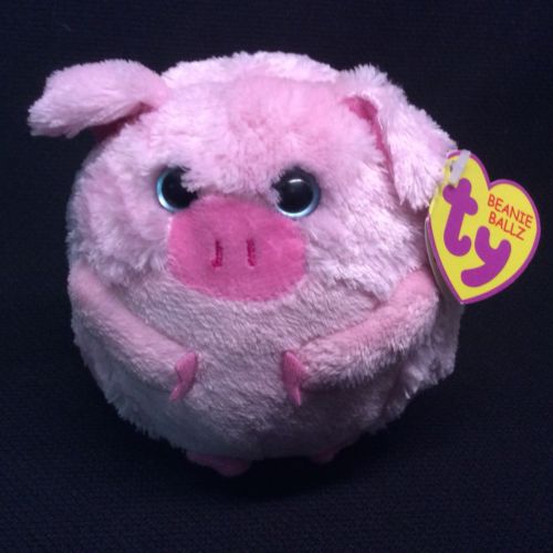 Ty Beanie Ballz Beans the Pig plush round toy great condition