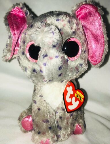 TY Beanie Boos Specks Elephant Plush Stuffed Toy pink Glitter Eyes 6