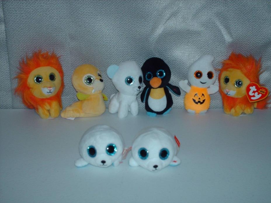 TY TEENIE BEANIE BOOS Lot of 8 Plush Stuffed Animal Toy SCARY, BUSHY, TUSK & +