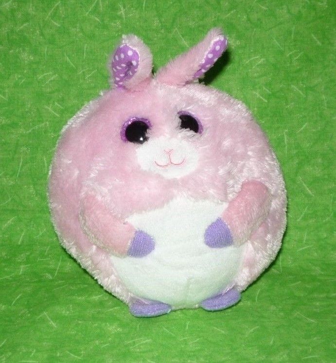 Ty Beanie Babies Ballz CARNATION pink bunny rabbit 5