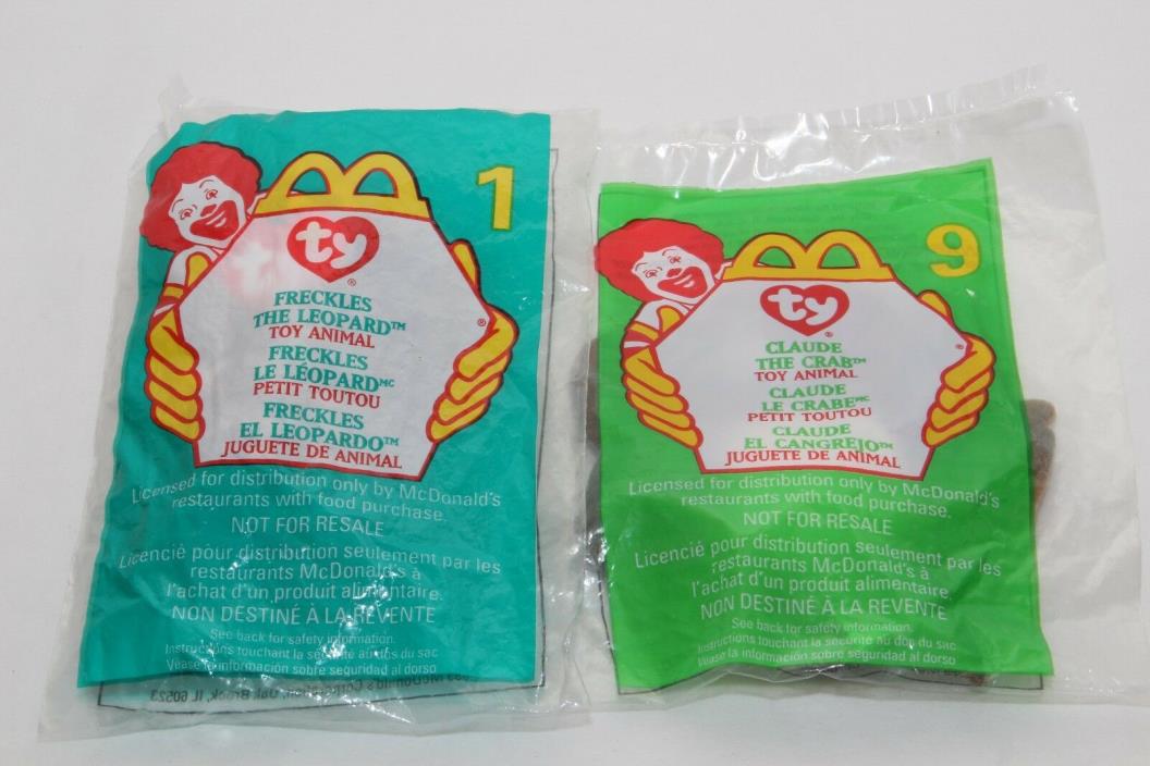 McDonald Happy Meal Toy 1999 TY Teenie Beanie Babies NIP FRECKLES #1 CLAUDE # 9