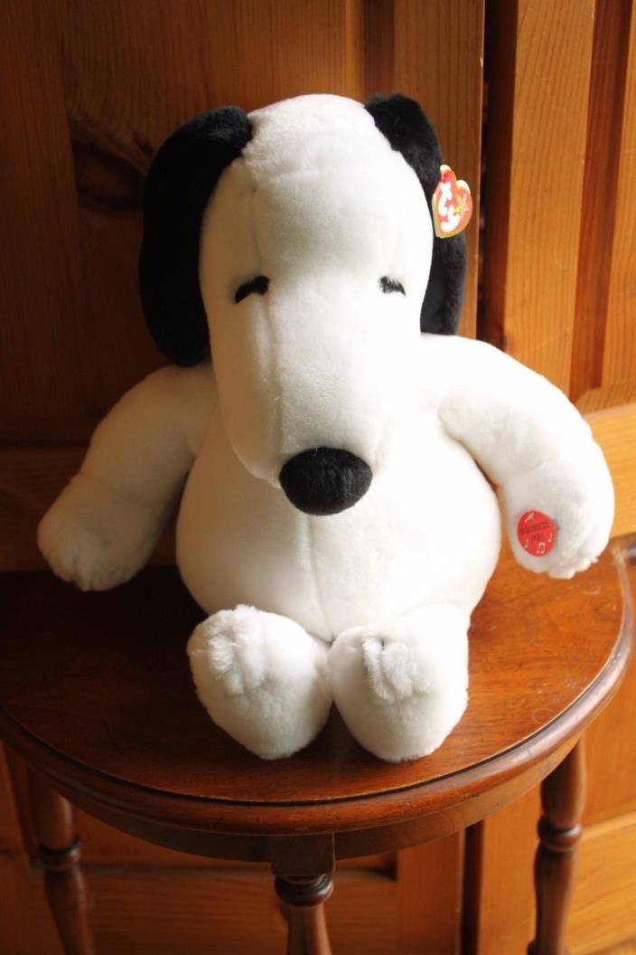 Ty Snoopy Beanie Buddy Baby Plush Musical Woodstock Peanuts Charlie Brown Pair