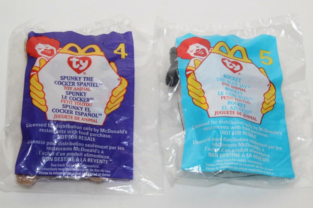 McDonalds Happy Meal Toys 1999 TY Teenie Beanie Babies SPUNKY # 4 ROCKET # 5