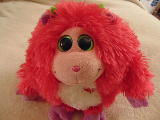 TY Monstaz Trixie Babbling Plush Stuffed Animal Pink Ball Green Eyes Valentine's