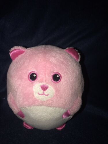 TY Beanie Ballz PINKY the Pink Bear with Rattle - Very Soft Plush