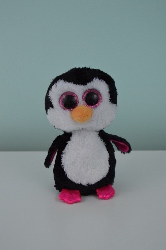 TY Beanie Boos Paddle Penguin Plush Stuffed Animal Pink Sparkle Glitter Big Eyes