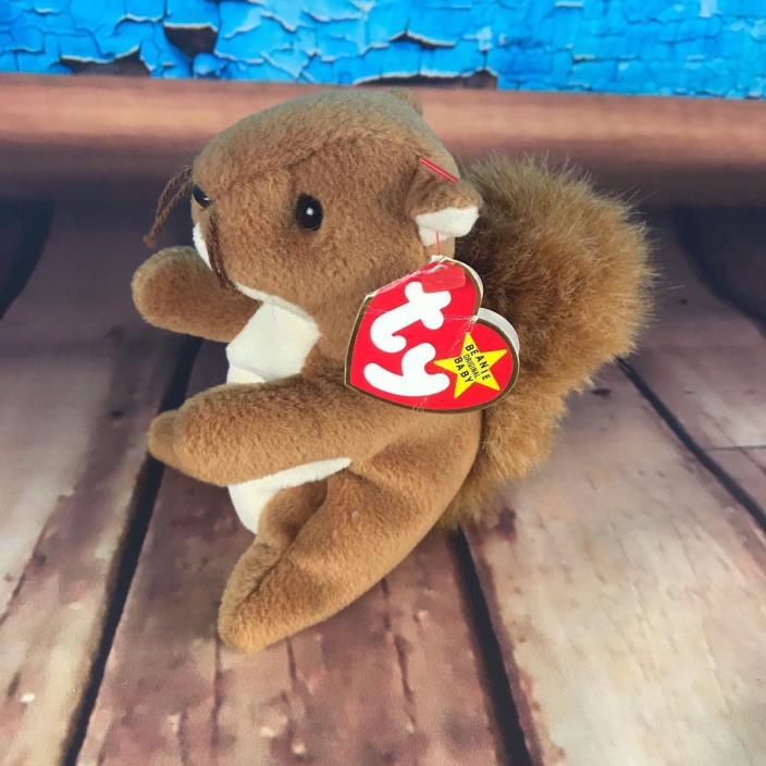 Ty Beanie Baby Bean Bag Plush Stuffed Animal Nuts the Squirrel Small 7