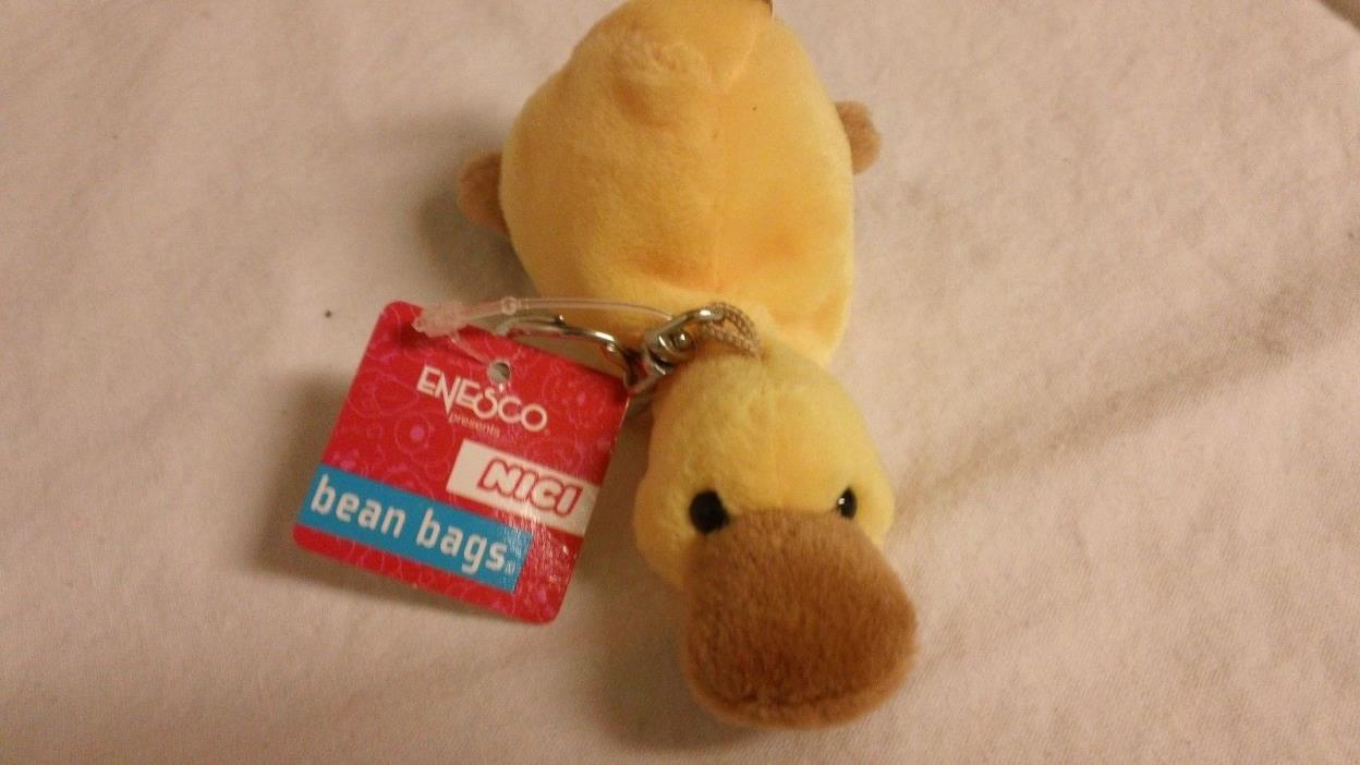 Enesco Nici Bean Bag Plush Animal Key Chain Duck NWT 4