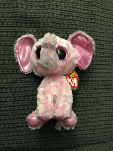 TY Beanie Boos ELLIE the Pink Elephant  Glitter Eyes 6 inch