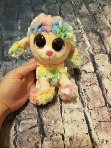 TY Beanie Boos - RAINBOW the Poodle (Glitter Eyes) (6.5 inch) - MWMTs Boo Toy