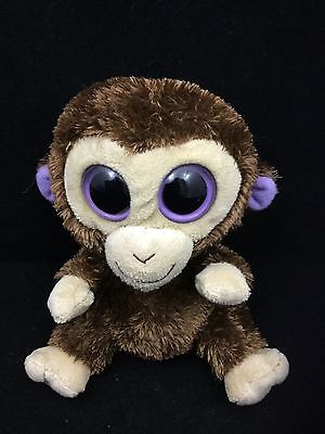 Ty Beanie Boos Coconut Monkey Chimp Brown Big Purple Eyes Bean Bag Plush 5