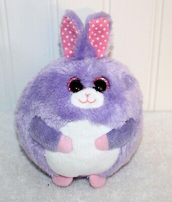 Ty Beanie Ballz * Lilac bunny rabbit Plush Doll 2013 round ball Easter purple 4