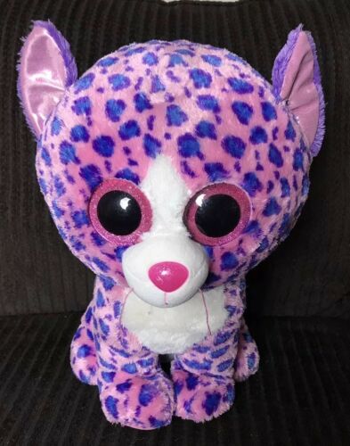 Ty Beanie Boos REAGAN 18” Plush Leopard Large Stuffed Pink & Purple Cat