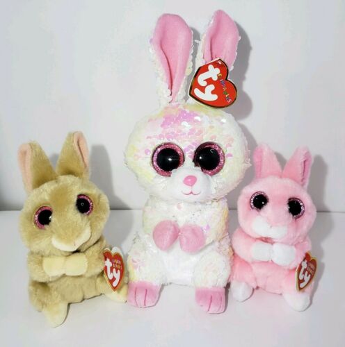 Ty Easter Bunny Rabbit Plush Lot Sequin Flippables Bonnie 6