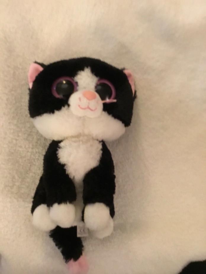 9” TY Beanie Boos Black White Cat PEPPER Glitter Eyes Plush (No Swing Tag)) 2011