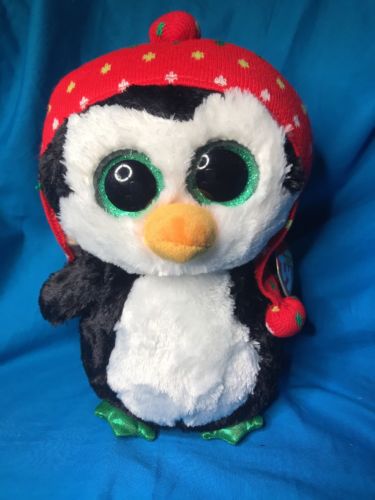 New Large Ty Beanie Boo Christmas Themed Freeze the Penguin 8” tall