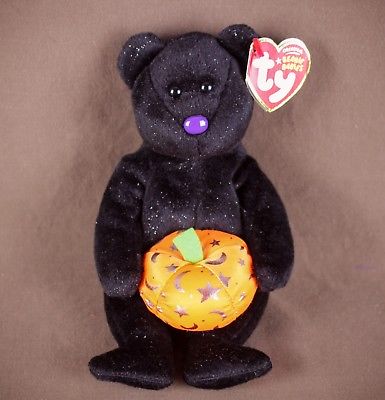 Ty Beanie Baby * Haunting Bear & pumpkin * MWT 2001 Plush Doll * Halloween black