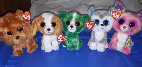 TY Beanie Boo dog lot - Dill, Barley, Slush, Cancun & Cookie