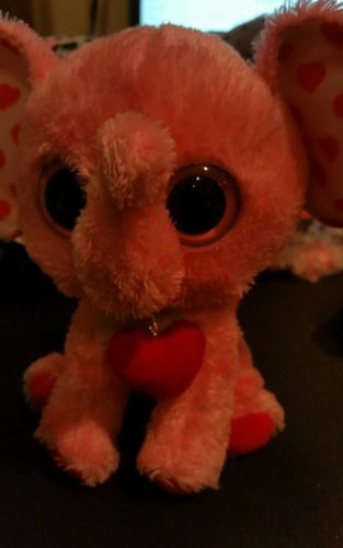 TY Beanie Boos Tender Pink Heart Elephant (Solid Eye Color) (6 inch) preowned