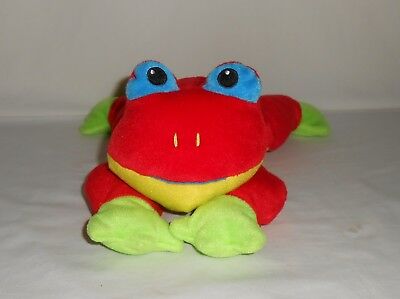 Retired 1998 TY Plush Pillow Pal Red and Green Frog Ribbit